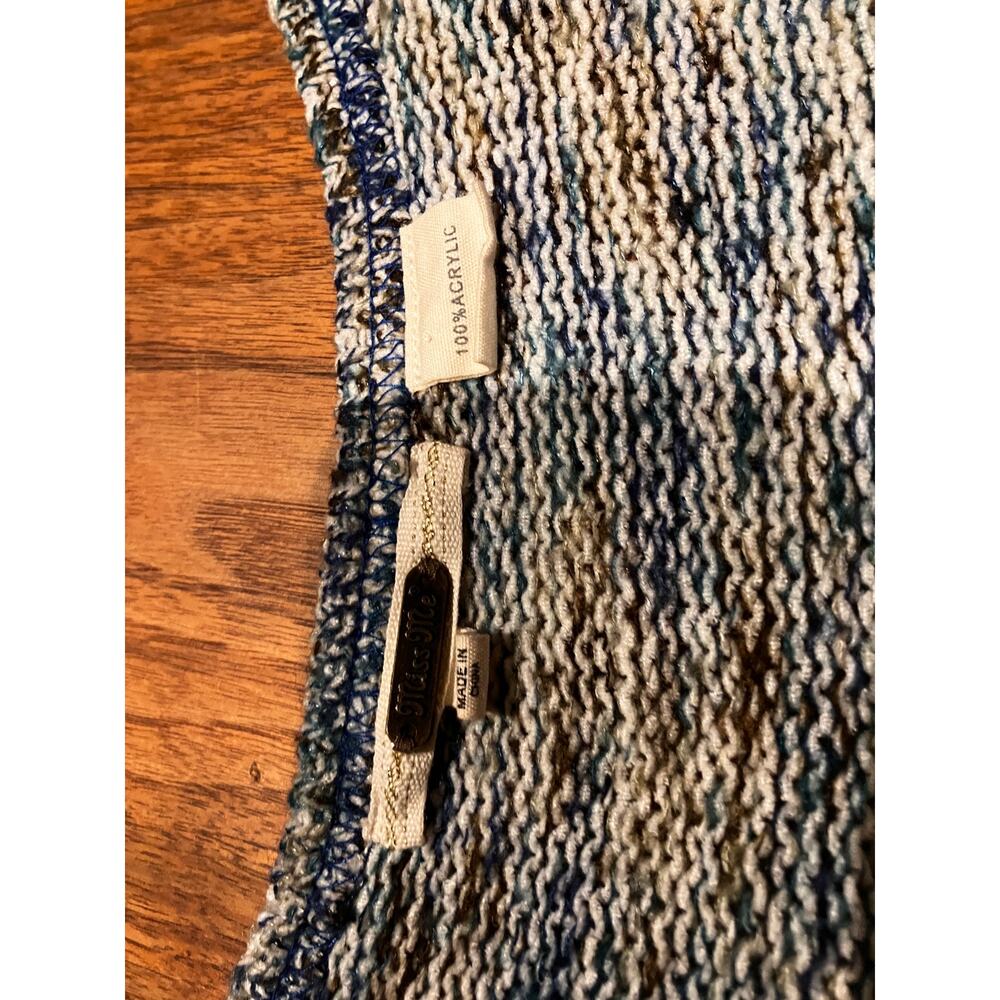 Miss Me Cropped Knit Sweater Blue Gray Long Sleeve Size S Beaded - Picture 6 of 8